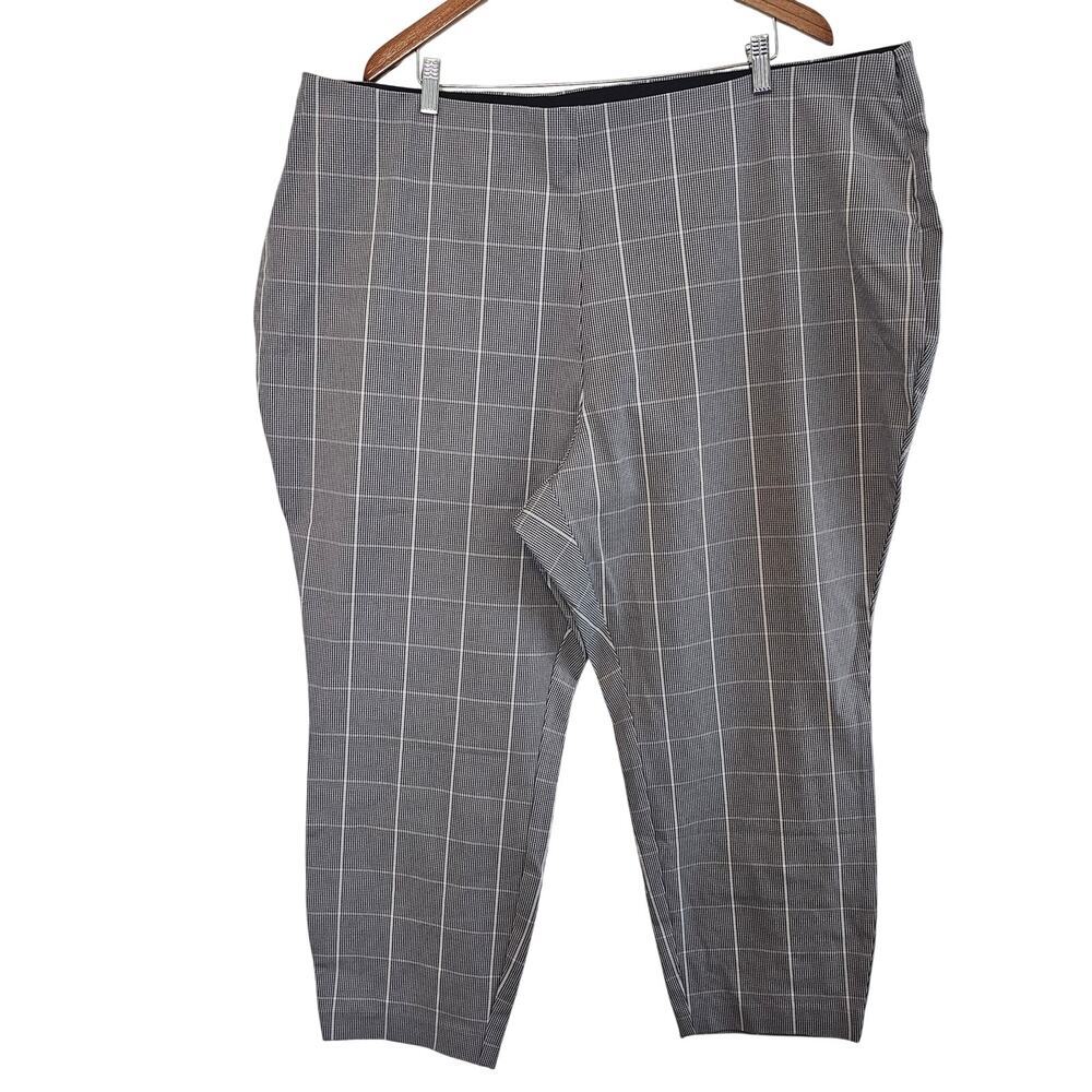 A New Day Pants Women Size 24 Gray Plaid Career Business Preppy Academia Classic